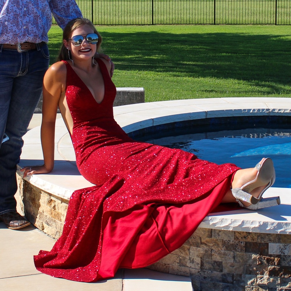 Jovani Sparkling Red Prom Dress